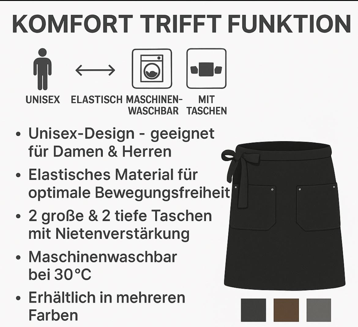 Grillschürze für Frauen & Männer - Küche, Garten, BBQ, Hobby - 65 x 46 cm / 10% Sommerrabatt mit Code "Sommer25"