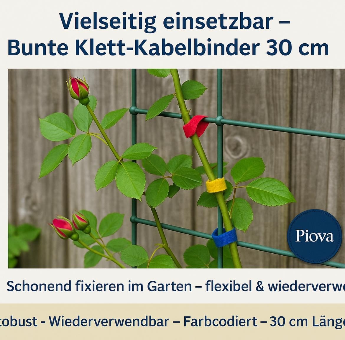 Wiederverwendbarer Klettkabelbinder | 25er Set | 300mm - PiovaHomeFashion