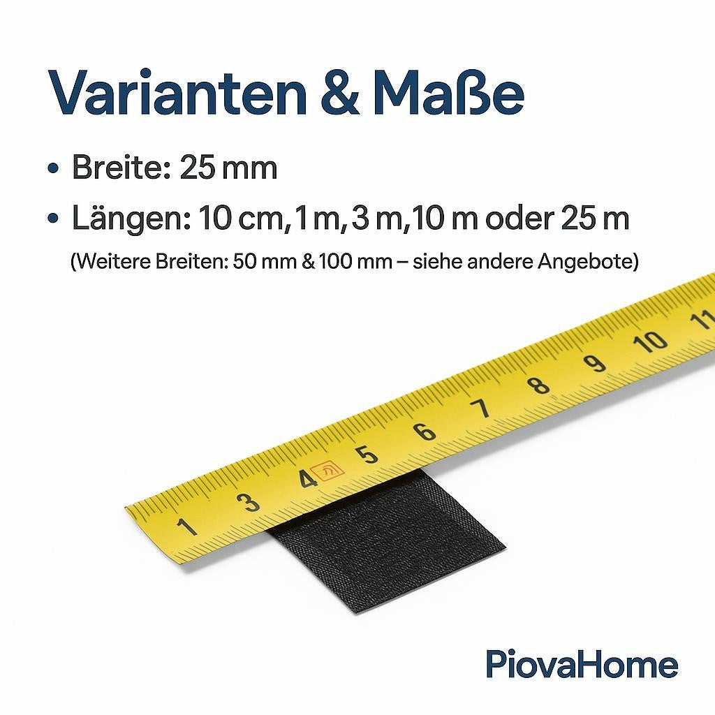 Klettband selbstklebend extra stark 25mm Hakenband + Flauschband Klettverschluss / 10% Rabatt mit Code "Sommer25"