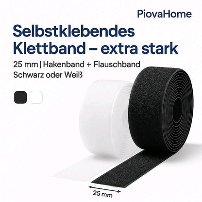 25 m Klettband selbstklebend 25mm Hakenband + Flauschband Klettverschluss