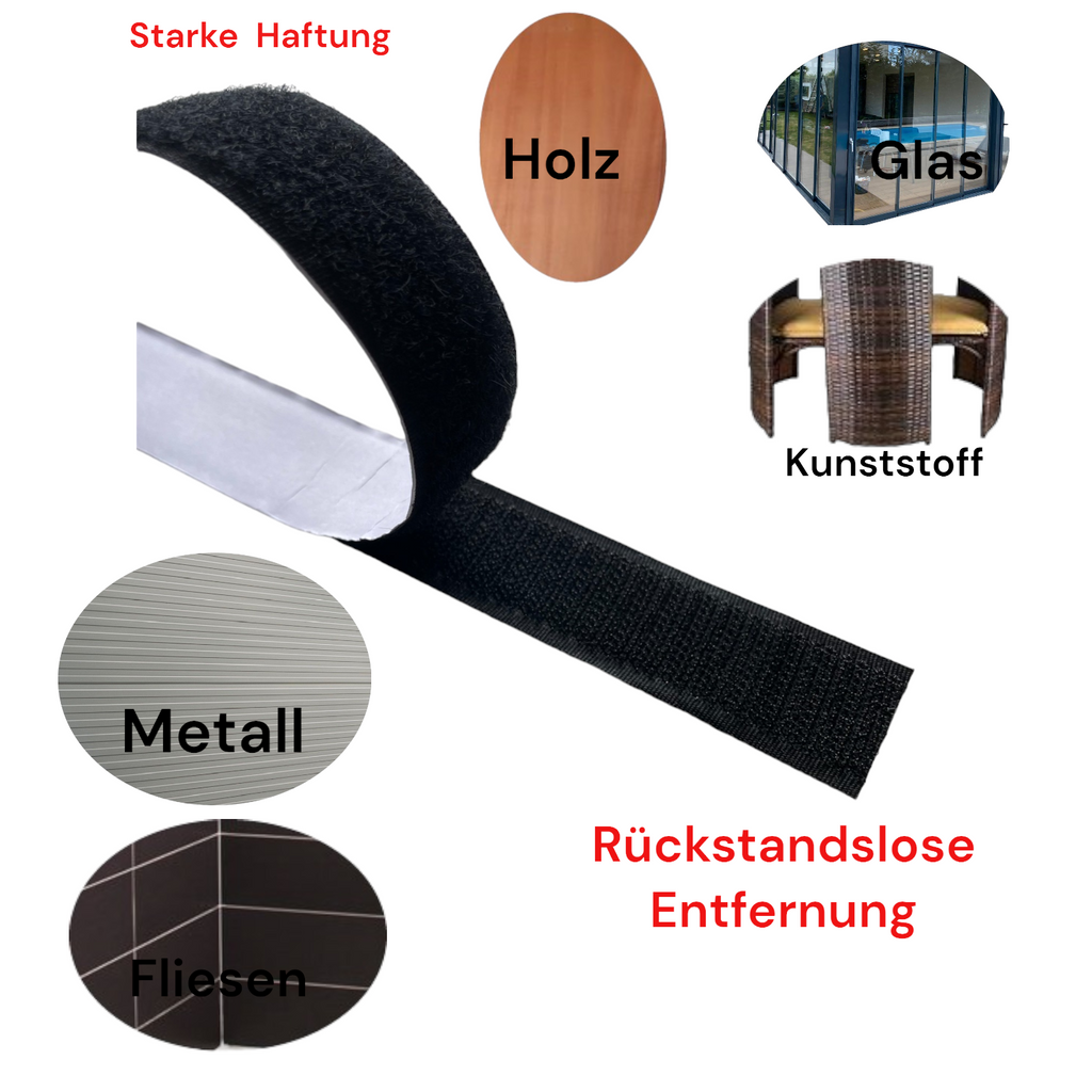 25 m Klettband selbstklebend/50 mm Breite/Hakenband+Flauschband/Klettverschluss