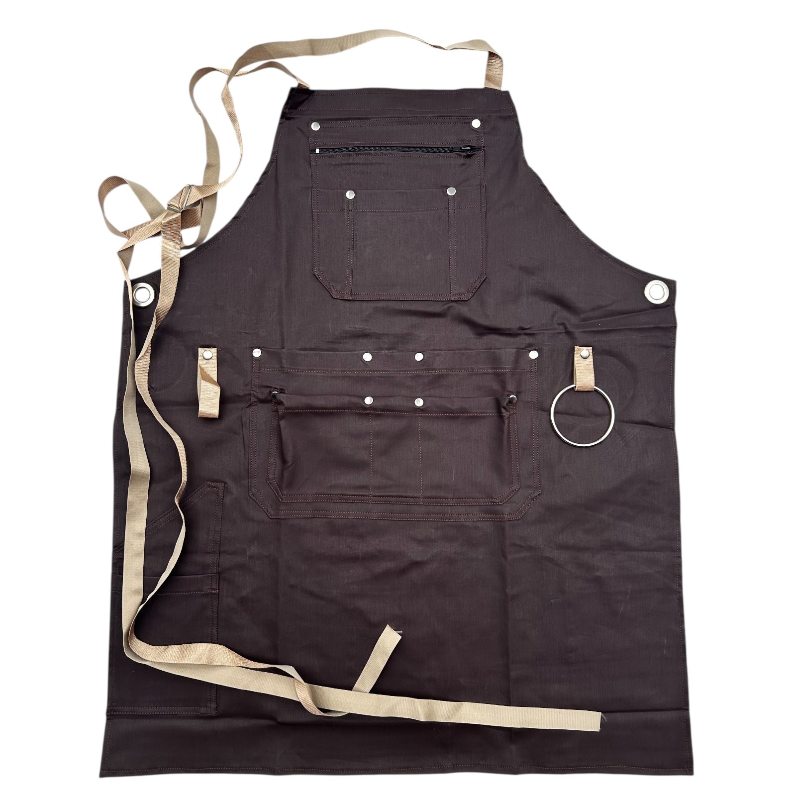 Grillschürze Lederoptik | BBQ Arbeitsschürze mit Taschen | Unisex Kochschürze - PiovaHomeFashion
