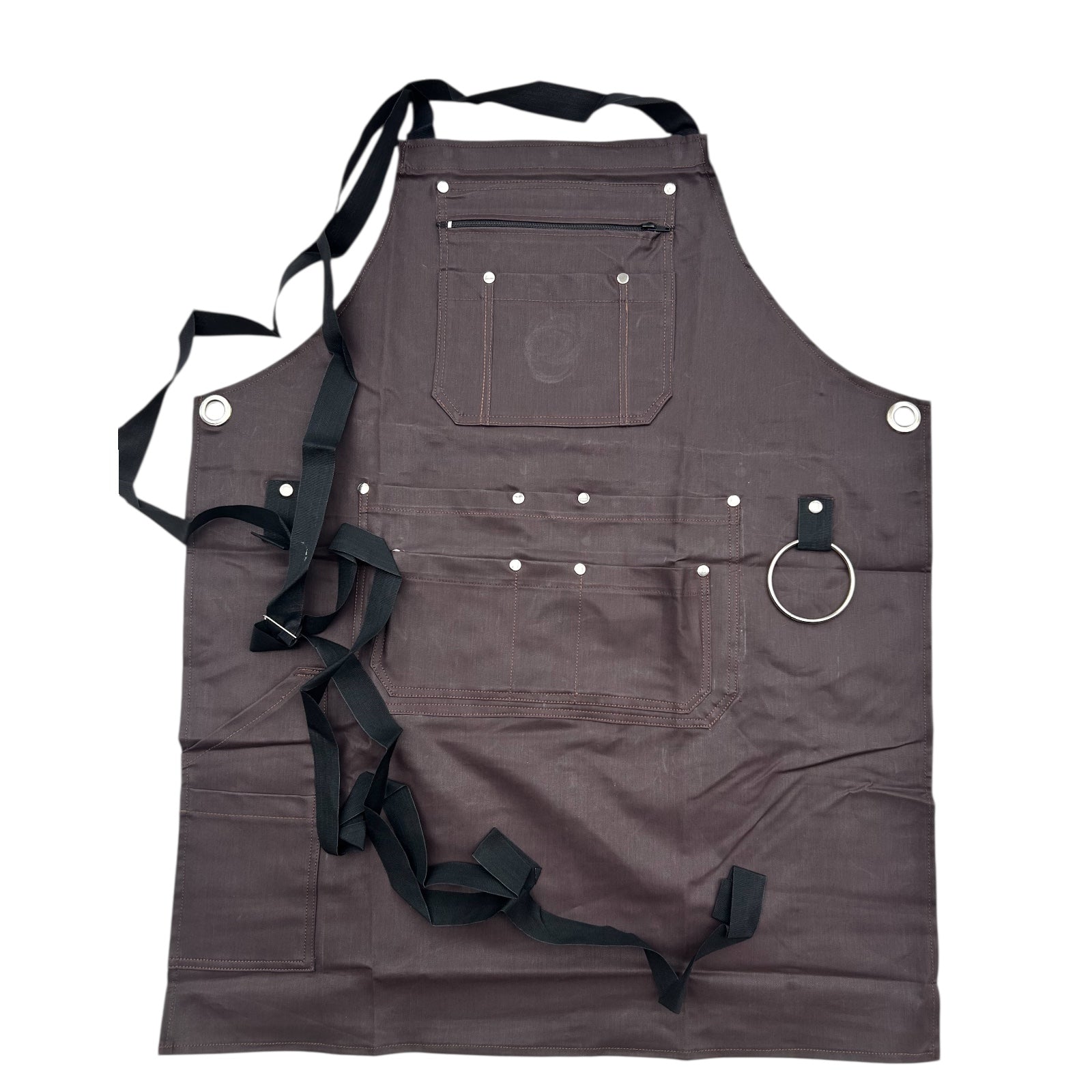 Grillschürze Lederoptik | BBQ Arbeitsschürze mit Taschen | Unisex Kochschürze - PiovaHomeFashion