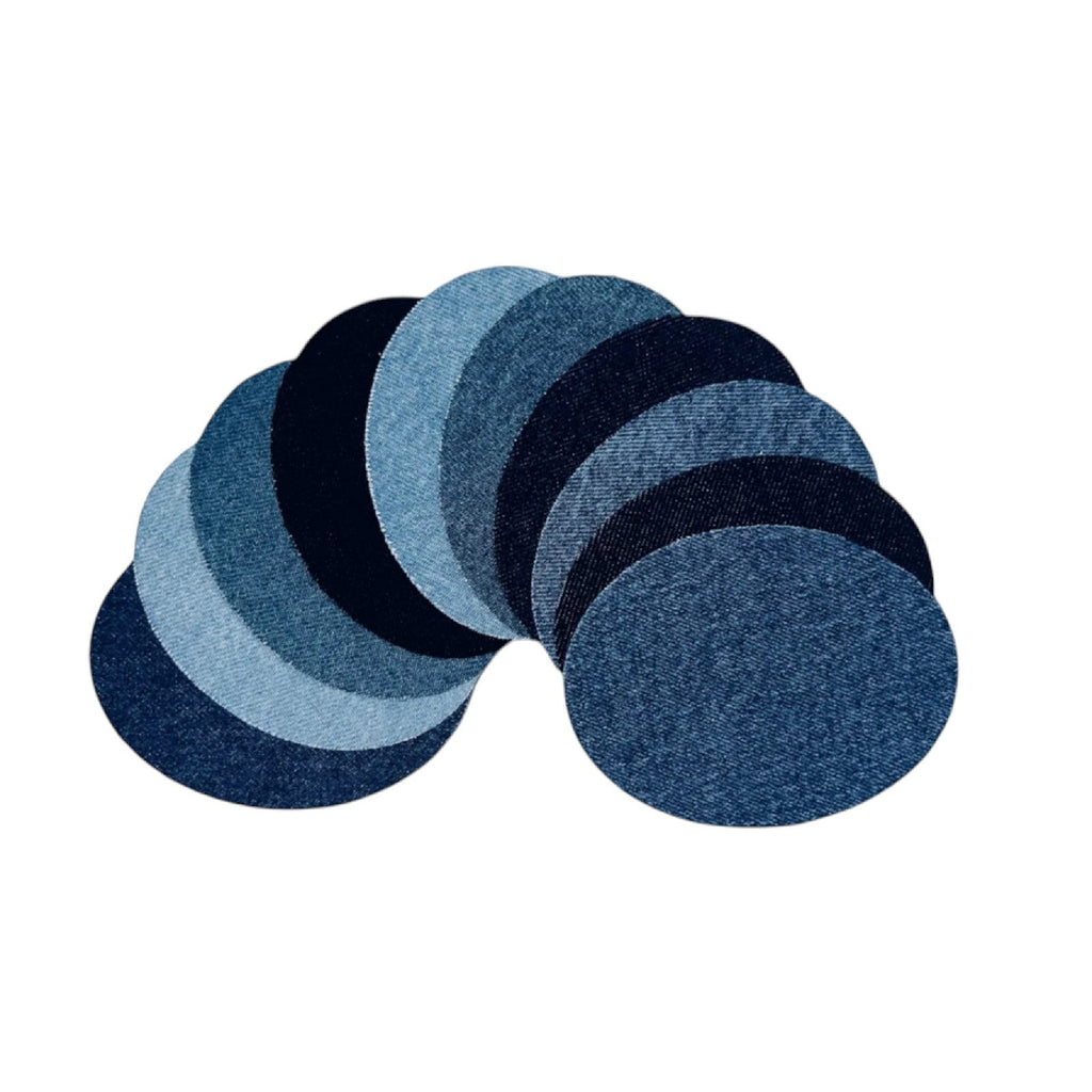 10x Bügelflicken Jeansflicken oval Set 8,5x11cm /  10% Sommerrabatt mit Code "Sommer25"